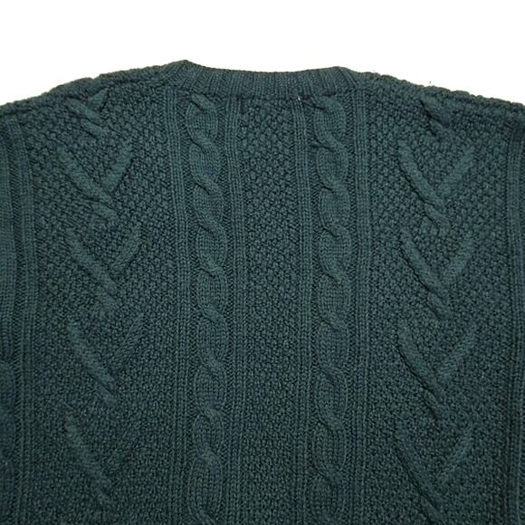 Vintage L.L. Bean Wool Cardigan Cable Knit Green Button Womens Small Sweater - Picture 9 of 12